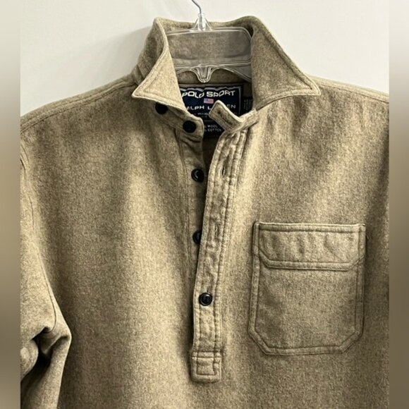 Polo Sport Ralph Lauren 1/2 Button Pullover Wool Blend Shacket Shirt Size M - Picture 2 of 13